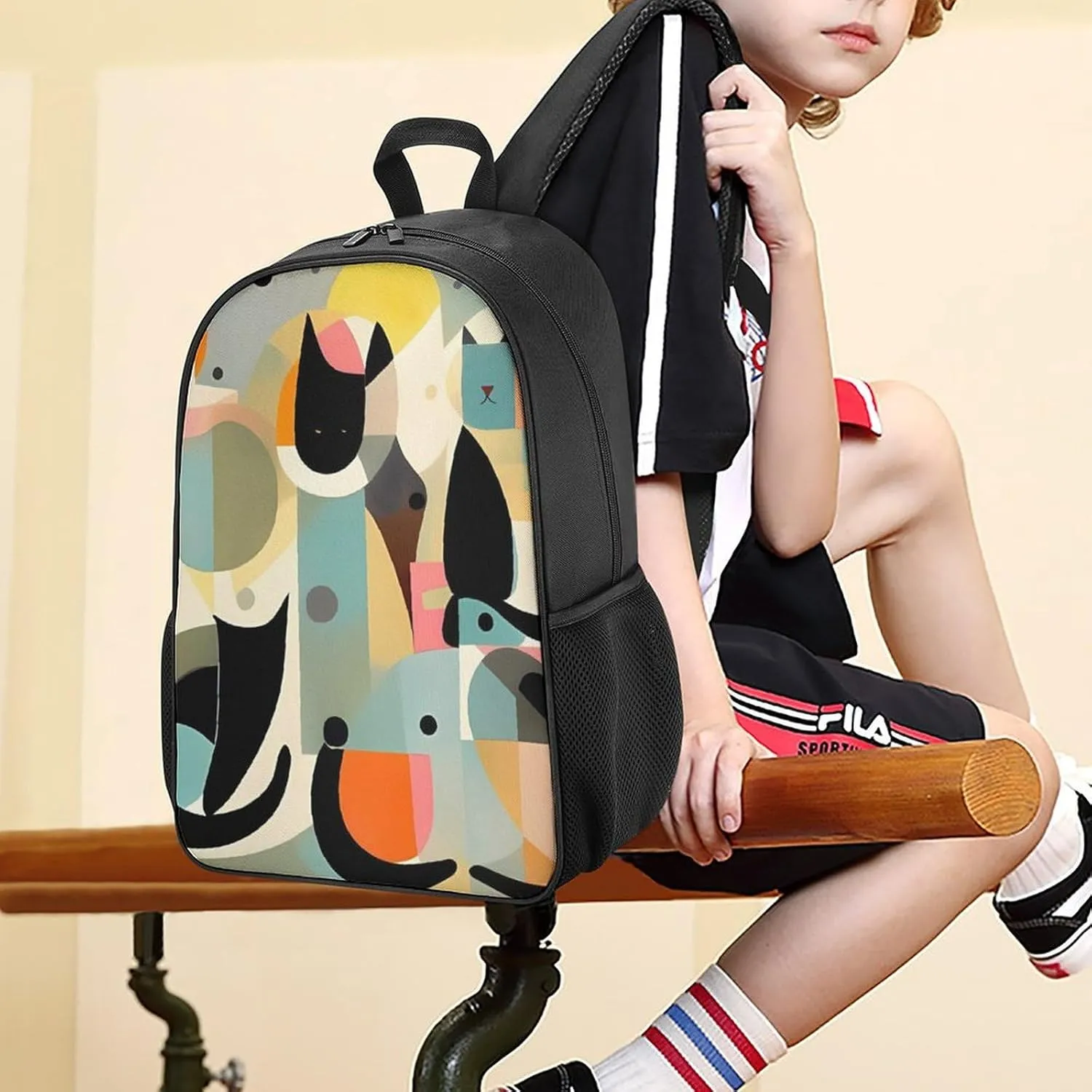 Laptop Backpack for Travel Daypack Mid Century Modern Art Cat Computer Bag Work Back Pack Laptop Bag Casual Nurse Bag