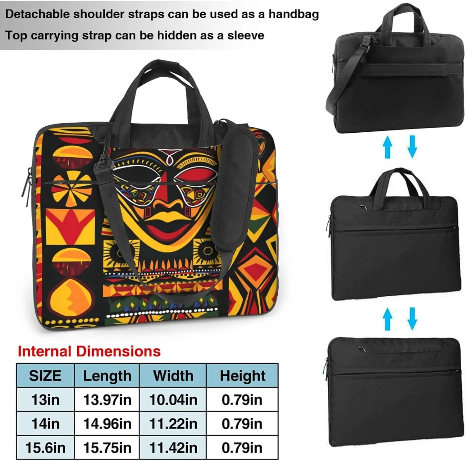 Laptop Bag Case African Art Geometric Print Computer Messenger Shoulder Bag Laptop Sleeve Briefcase