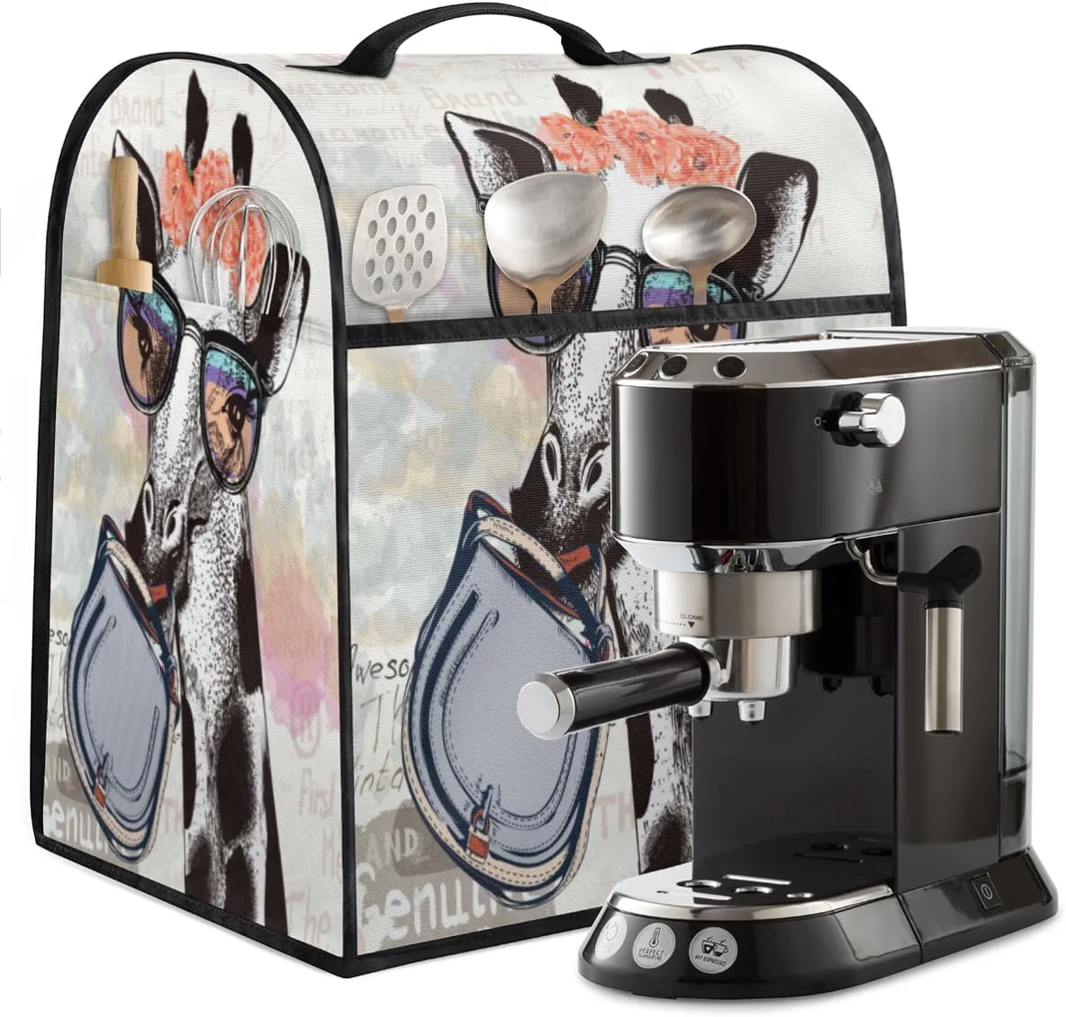Large Blender Cover Cow Bag Glasses Stand Dust Covers for Appliance Kitchen Mixer Covers with Top Handle Pockets Waterproof Food Processor Protector Cover for Toaster Coffee