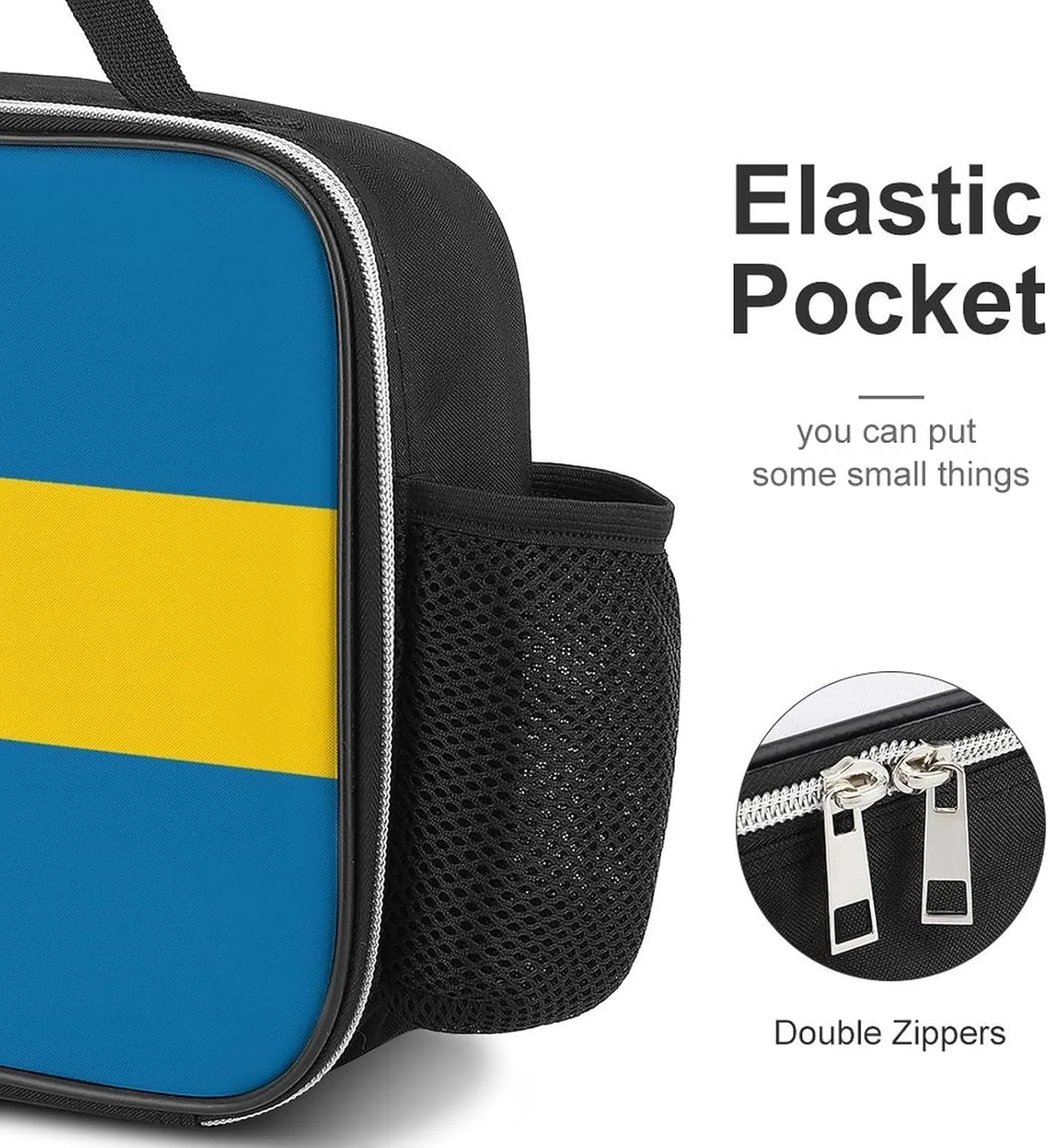 Large Capacity Lunch Box, Portable Lunch Box Container Sweden Flag Insulated Meal Tote Cooler Bags for Travel Picnic