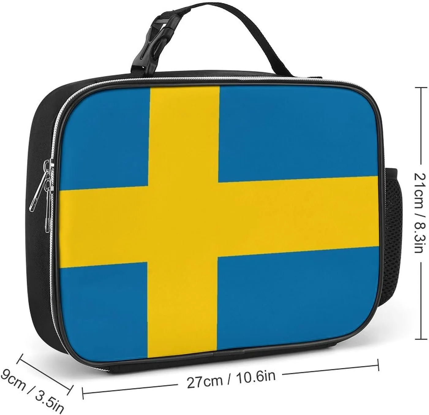 Large Capacity Lunch Box, Portable Lunch Box Container Sweden Flag Insulated Meal Tote Cooler Bags for Travel Picnic