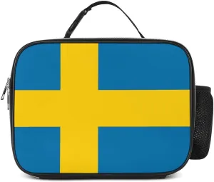 Large Capacity Lunch Box, Portable Lunch Box Container Sweden Flag Insulated Meal Tote Cooler Bags for Travel Picnic