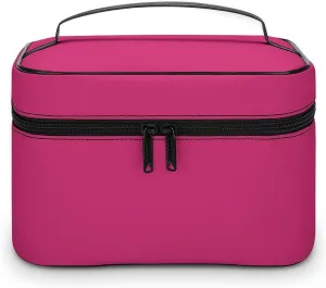 Large Makeup Bag, Modern Colors Bright Magenta Cosmetic Bag for Women Girls, Portable Toiletry Bag, Travel Make Up Organizer Bag