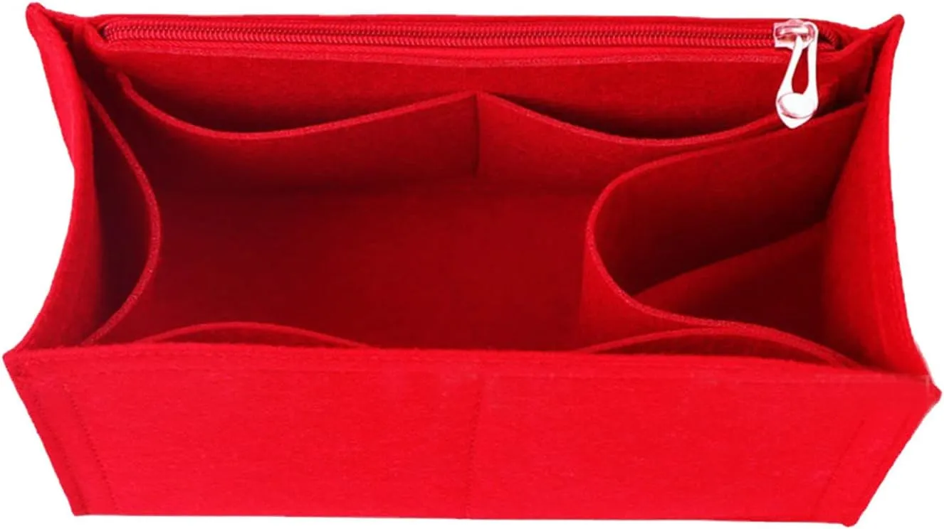 Lckaey Bag Organizer for Onthego MM bag Felt Purse Insert with Detachable Zipper Pocket ONTHEGO Insert Removable1080red -M