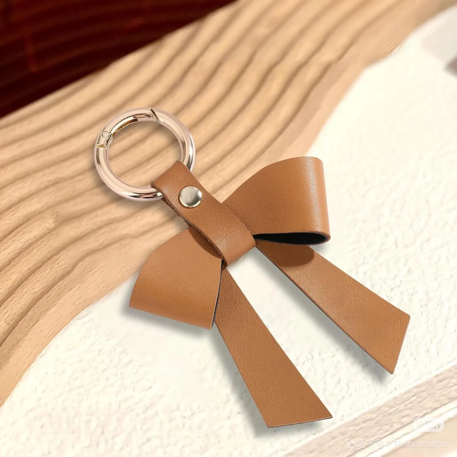 Leather Bow Charm for Bag Purse Handbag, Elegant Bow Keychain, Cute Bag Accessory