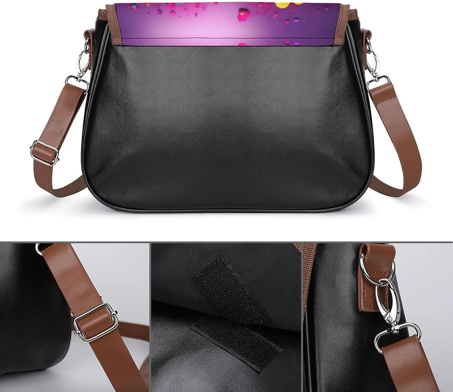 Leather Crossbody Bag for Women Squirrel Eats Nuts Detachable Strap Handbags Travel Purse Shoulder Bags for Daily Use