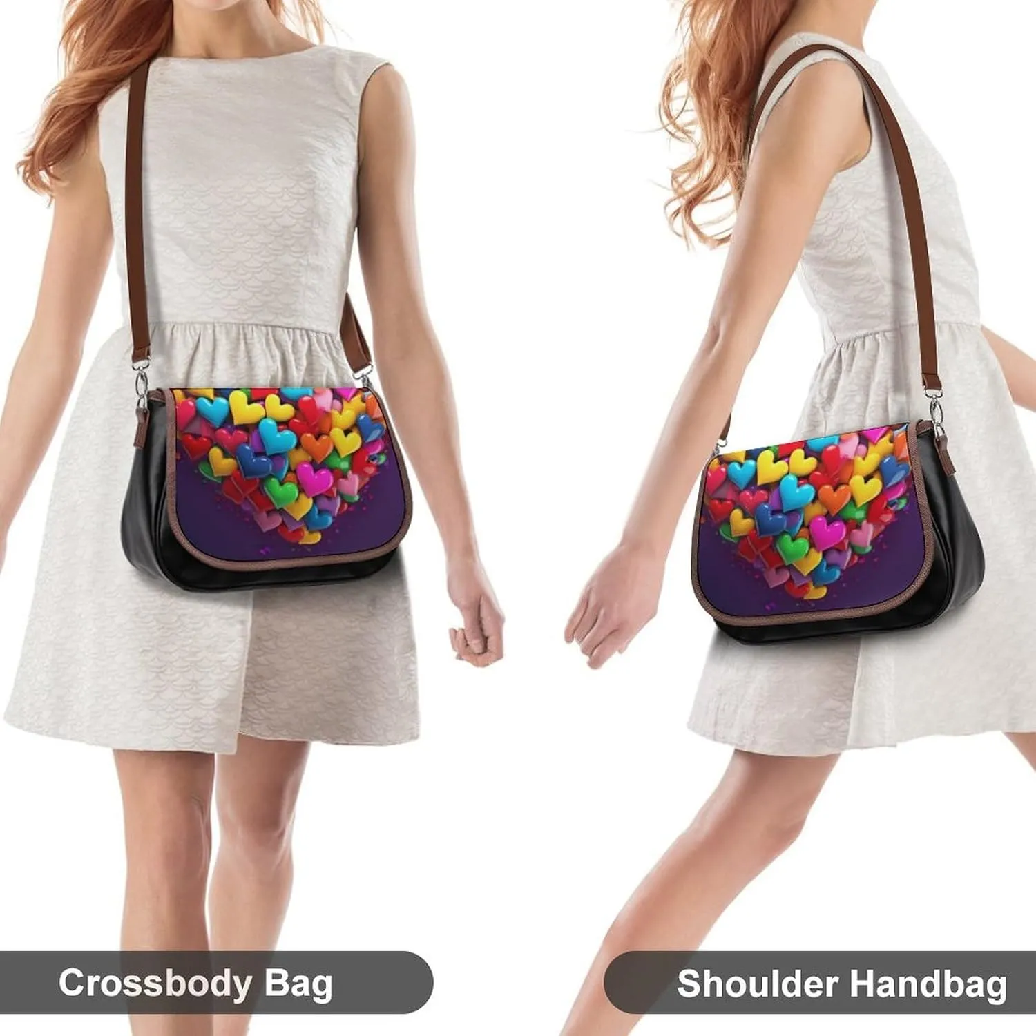 Leather Crossbody Bag for Women Squirrel Eats Nuts Detachable Strap Handbags Travel Purse Shoulder Bags for Daily Use