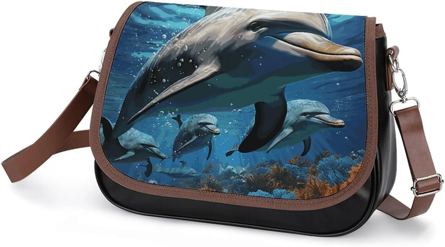 Leather Crossbody Bag for Women Squirrel Eats Nuts Detachable Strap Handbags Travel Purse Shoulder Bags for Daily Use