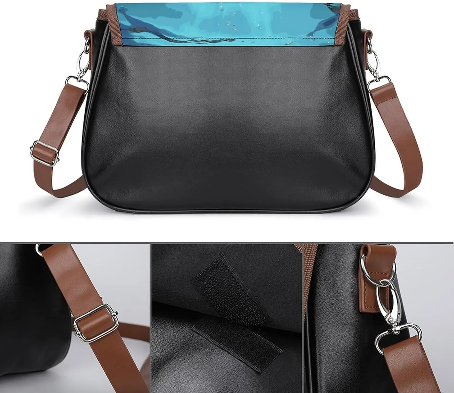 Leather Crossbody Bag for Women Squirrel Eats Nuts Detachable Strap Handbags Travel Purse Shoulder Bags for Daily Use