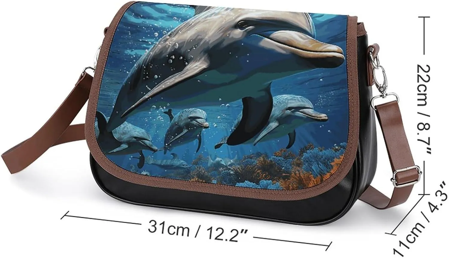Leather Crossbody Bag for Women Squirrel Eats Nuts Detachable Strap Handbags Travel Purse Shoulder Bags for Daily Use