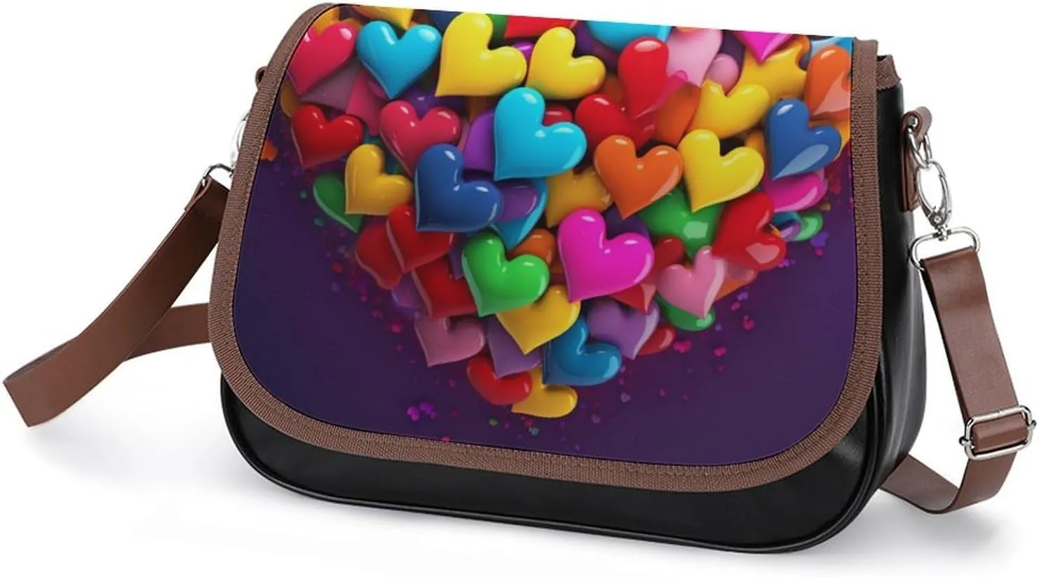 Leather Crossbody Bag for Women Squirrel Eats Nuts Detachable Strap Handbags Travel Purse Shoulder Bags for Daily Use