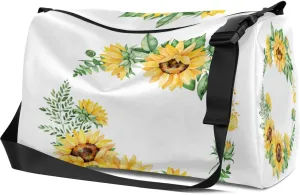 Leather Sport Gym Bag Colorful Garland Pattern Weekender Bag for Women and Men Carry On Bag Sunflower Flower Travel Duffel Bag