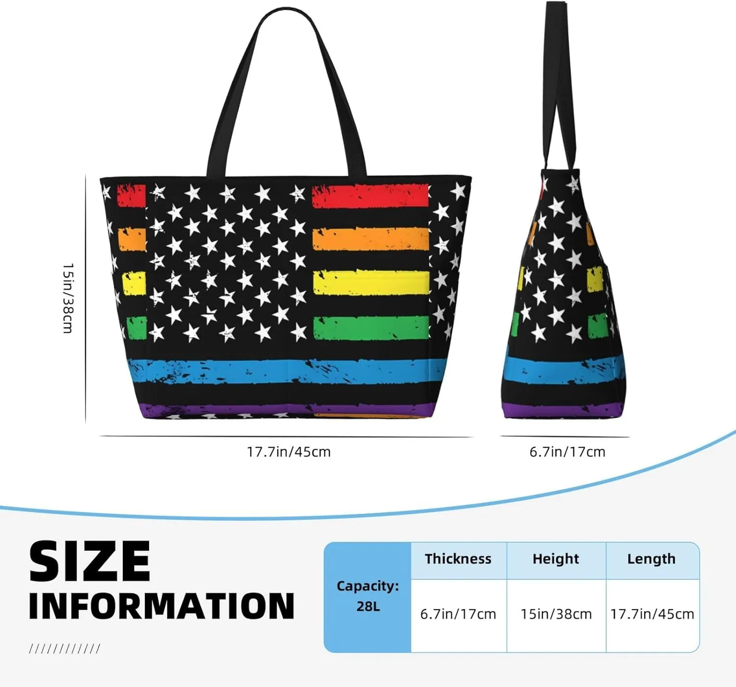 LGBT Pride Rainbow Gay Frog Large Capacity Travel Bag Lightweight Shopping Handbag Beach Tote Bags Casual Work Bag