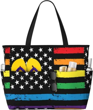 LGBT Pride Rainbow Gay Frog Large Capacity Travel Bag Lightweight Shopping Handbag Beach Tote Bags Casual Work Bag