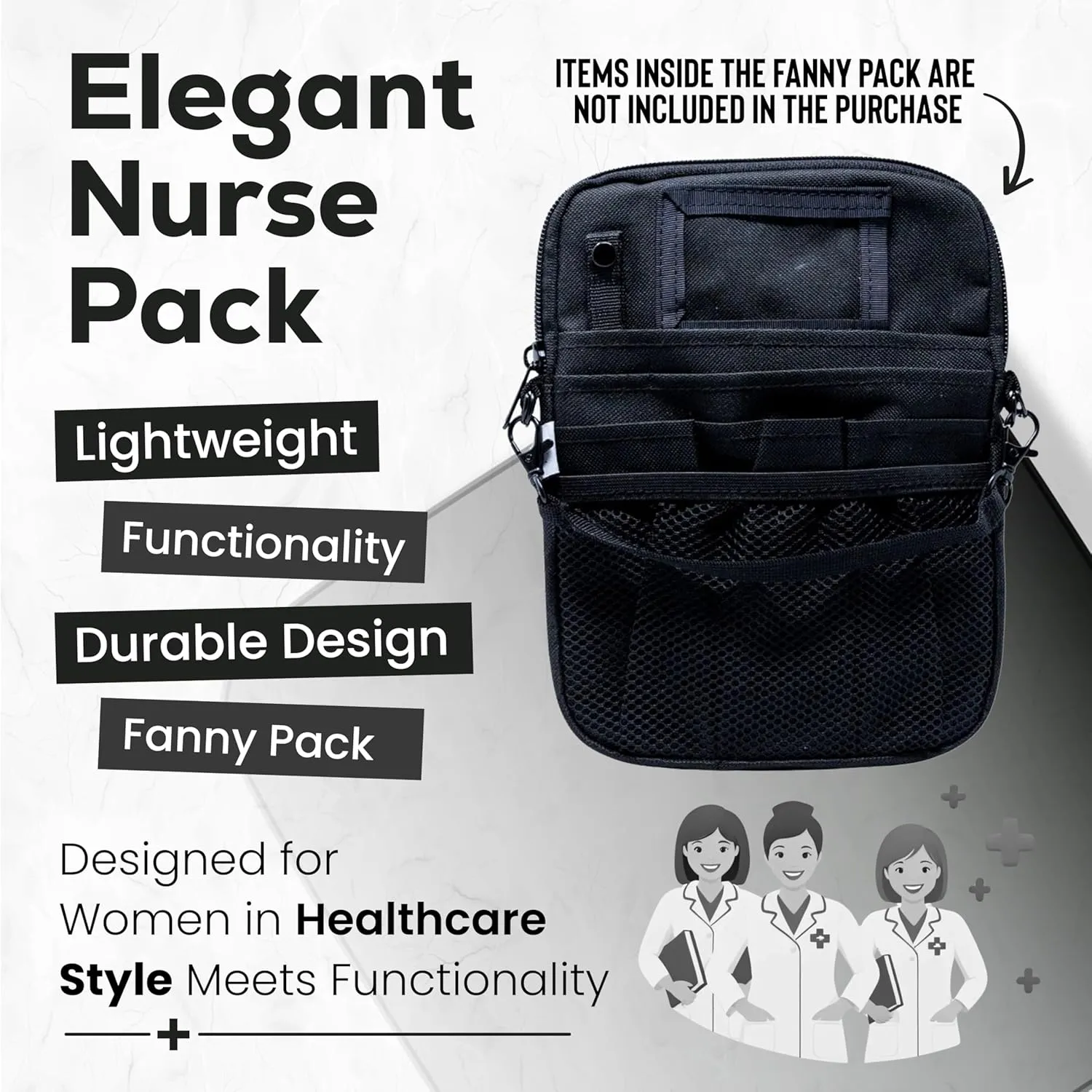 Lightweight Elegant Nurse Fanny Pack for Women; Nurse Pouch with Belt Strap, Nursing Fanny Pack for Nurses