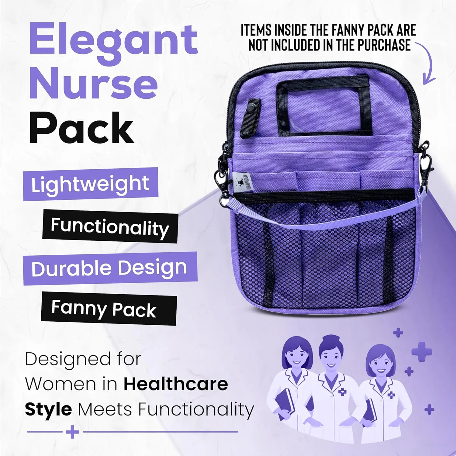 Lightweight Elegant Nurse Fanny Pack for Women; Nurse Pouch with Belt Strap, Nursing Fanny Pack for Nurses