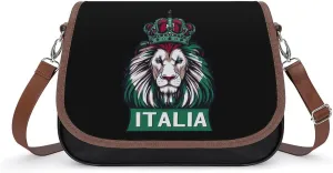 Lion Italy Italian Flag Crossbody Bags for Women Leather Tote Bag Handbag Purse for Work Travel
