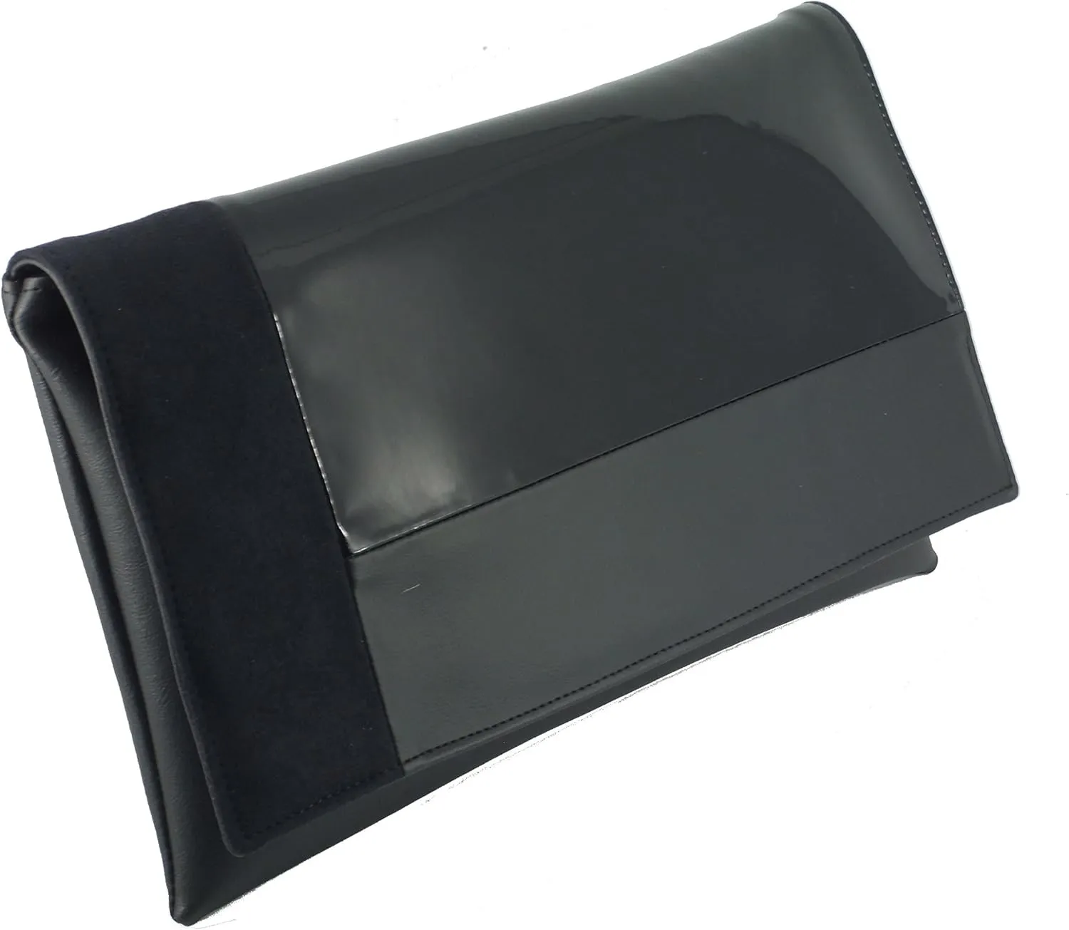 LONI Womens Contrast Clutch/Shoulder Bag in Faux Patent/Suede/Leather Wedding Party Prom Bag