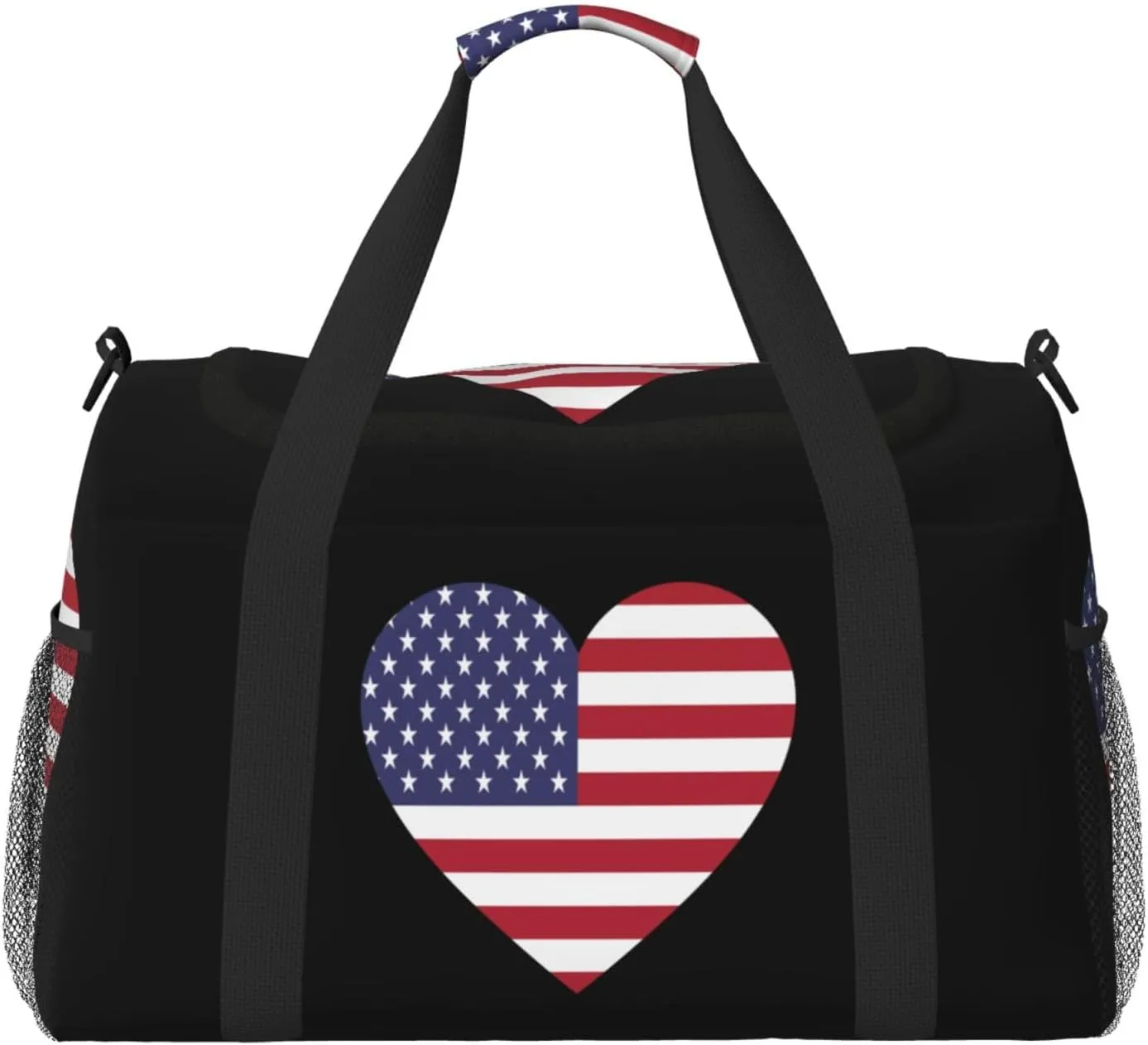 Love America Flag Travel Duffel Bag Large Foldable Waterproof Overnight Bag For Beach Swim Bags Pool Sports Gym