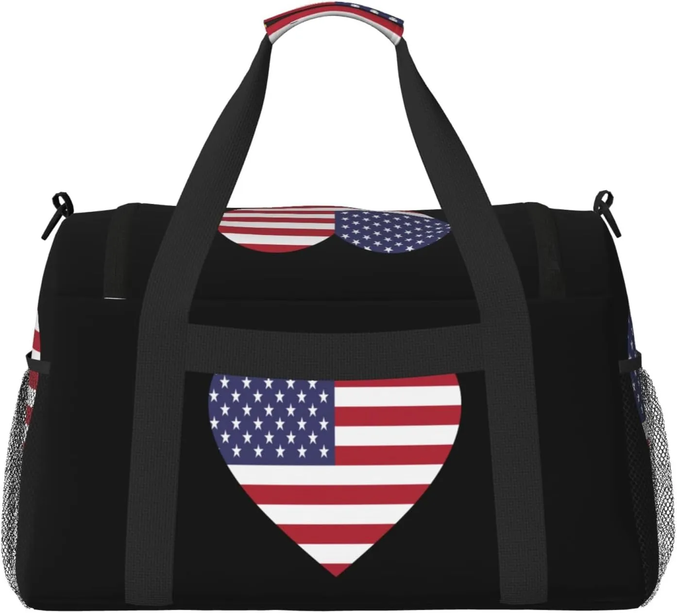 Love America Flag Travel Duffel Bag Large Foldable Waterproof Overnight Bag For Beach Swim Bags Pool Sports Gym