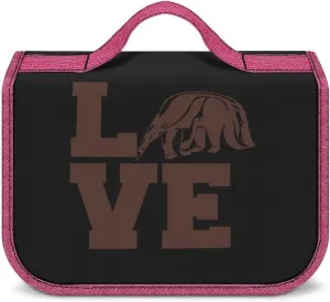 Love Giant Anteater Toiletry Bag with Hanging Hook Large Cosmetic Bags Detachable Makeup Pouch Bathroom Accessories