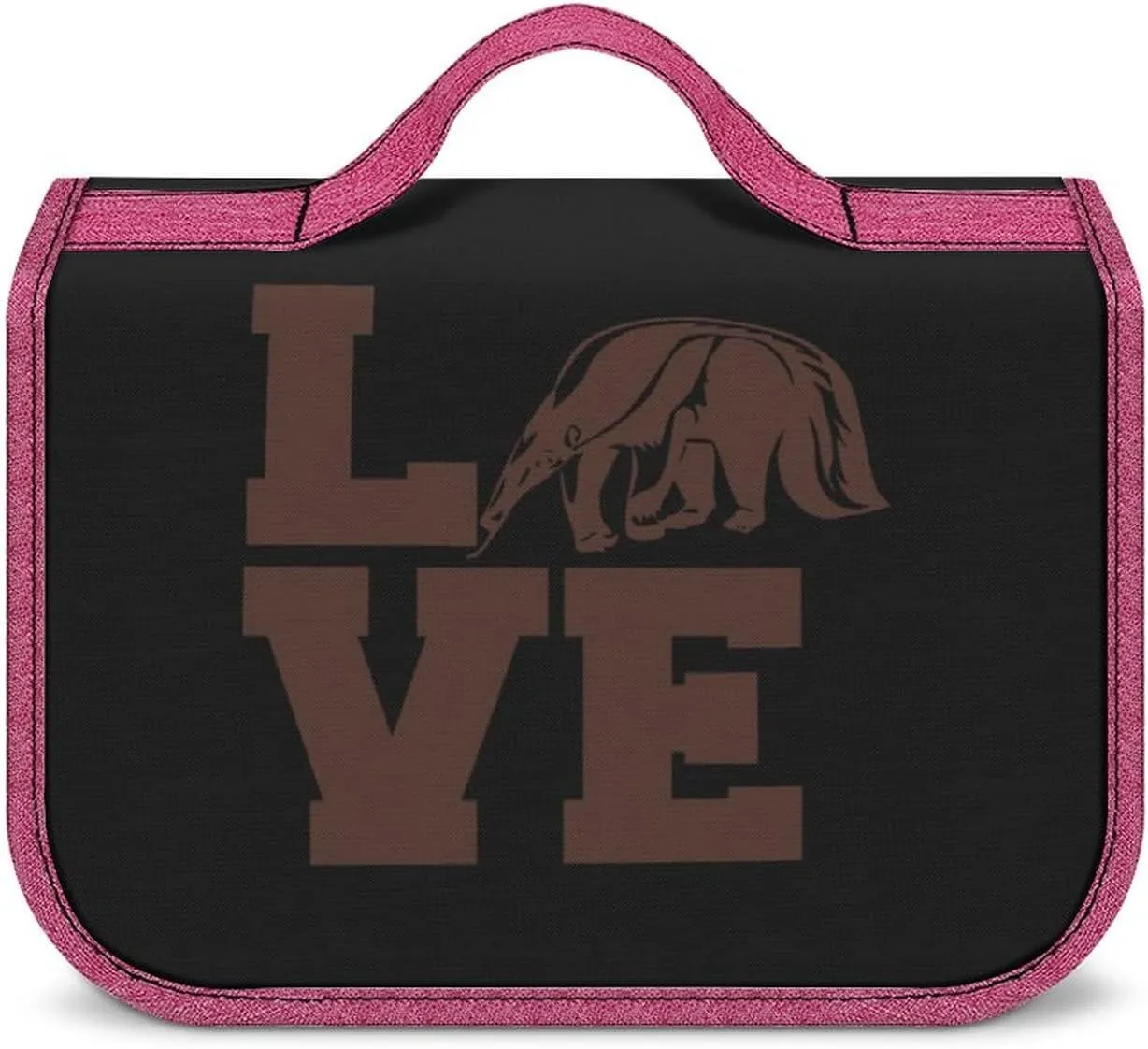 Love Giant Anteater Toiletry Bag with Hanging Hook Large Cosmetic Bags Detachable Makeup Pouch Bathroom Accessories