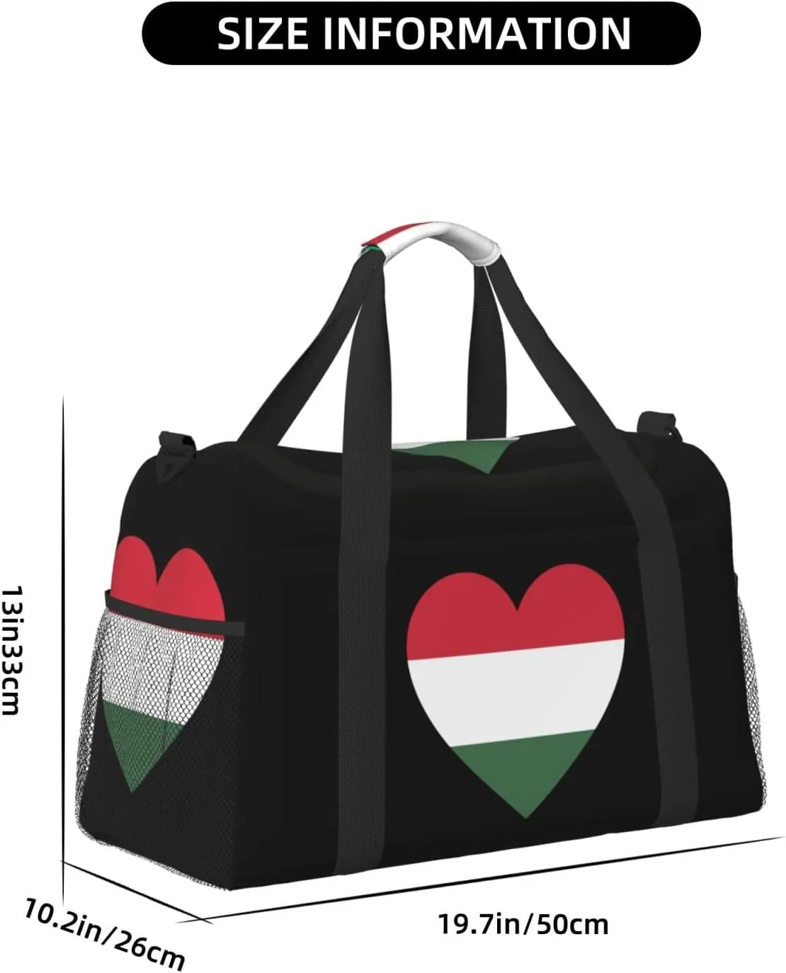 Love Hungary Flag Travel Duffel Bag Large Foldable Waterproof Overnight Bag For Beach Swim Bags Pool Sports Gym