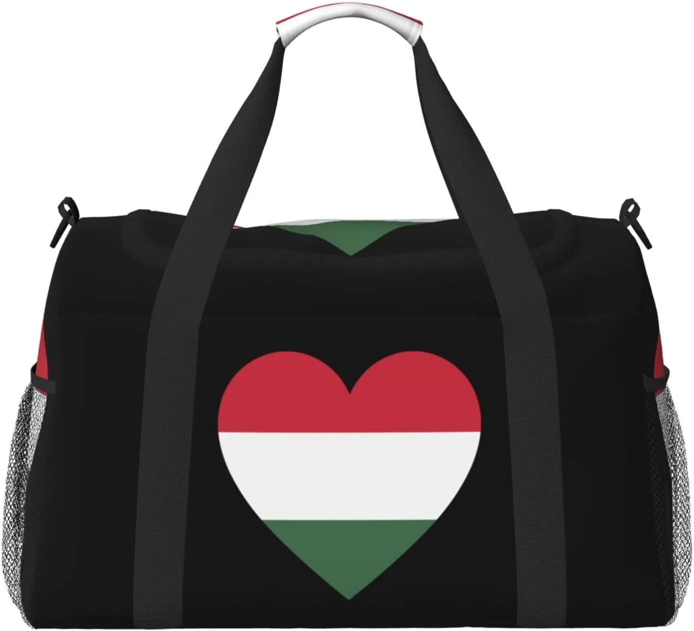 Love Hungary Flag Travel Duffel Bag Large Foldable Waterproof Overnight Bag For Beach Swim Bags Pool Sports Gym