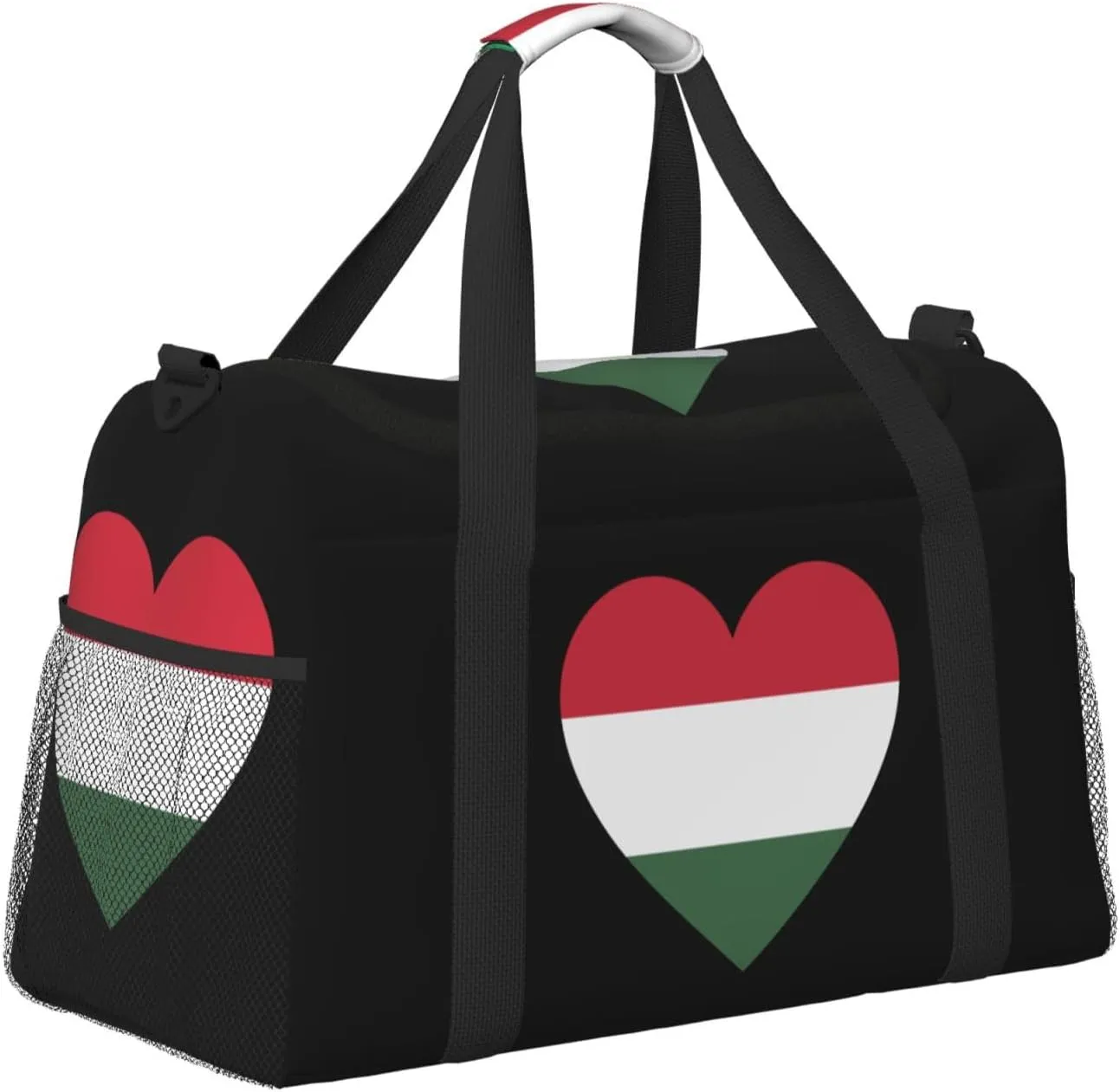 Love Hungary Flag Travel Duffel Bag Large Foldable Waterproof Overnight Bag For Beach Swim Bags Pool Sports Gym