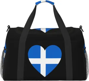 Love Shetland Flag Travel Duffel Bag Large Foldable Waterproof Overnight Bag For Beach Swim Bags Pool Sports Gym