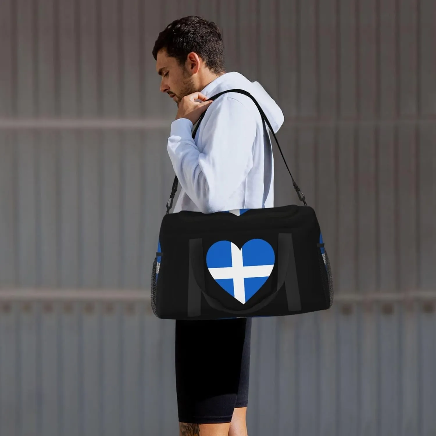 Love Shetland Flag Travel Duffel Bag Large Foldable Waterproof Overnight Bag For Beach Swim Bags Pool Sports Gym
