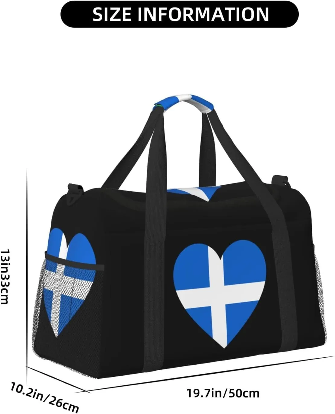 Love Shetland Flag Travel Duffel Bag Large Foldable Waterproof Overnight Bag For Beach Swim Bags Pool Sports Gym