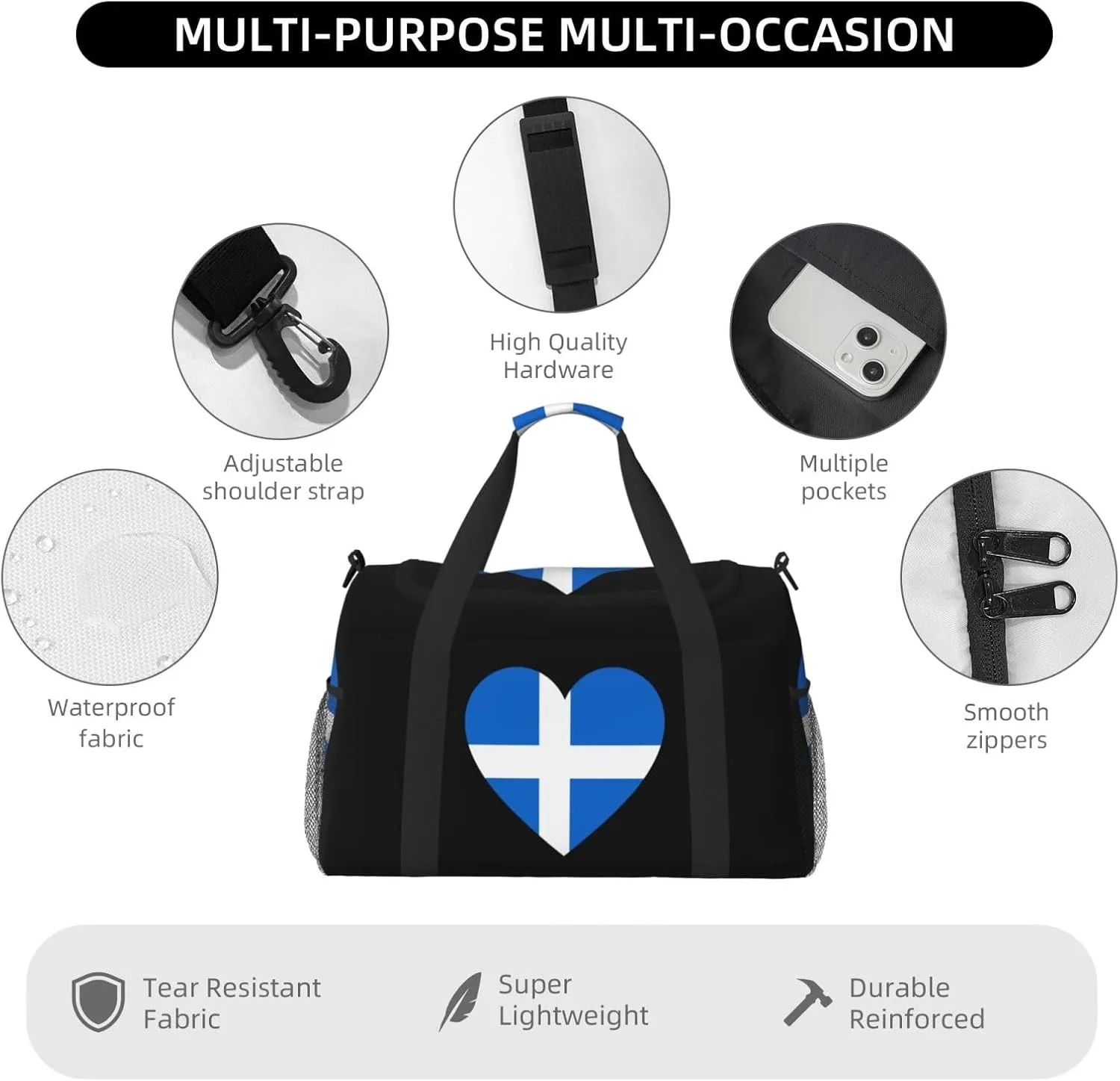 Love Shetland Flag Travel Duffel Bag Large Foldable Waterproof Overnight Bag For Beach Swim Bags Pool Sports Gym