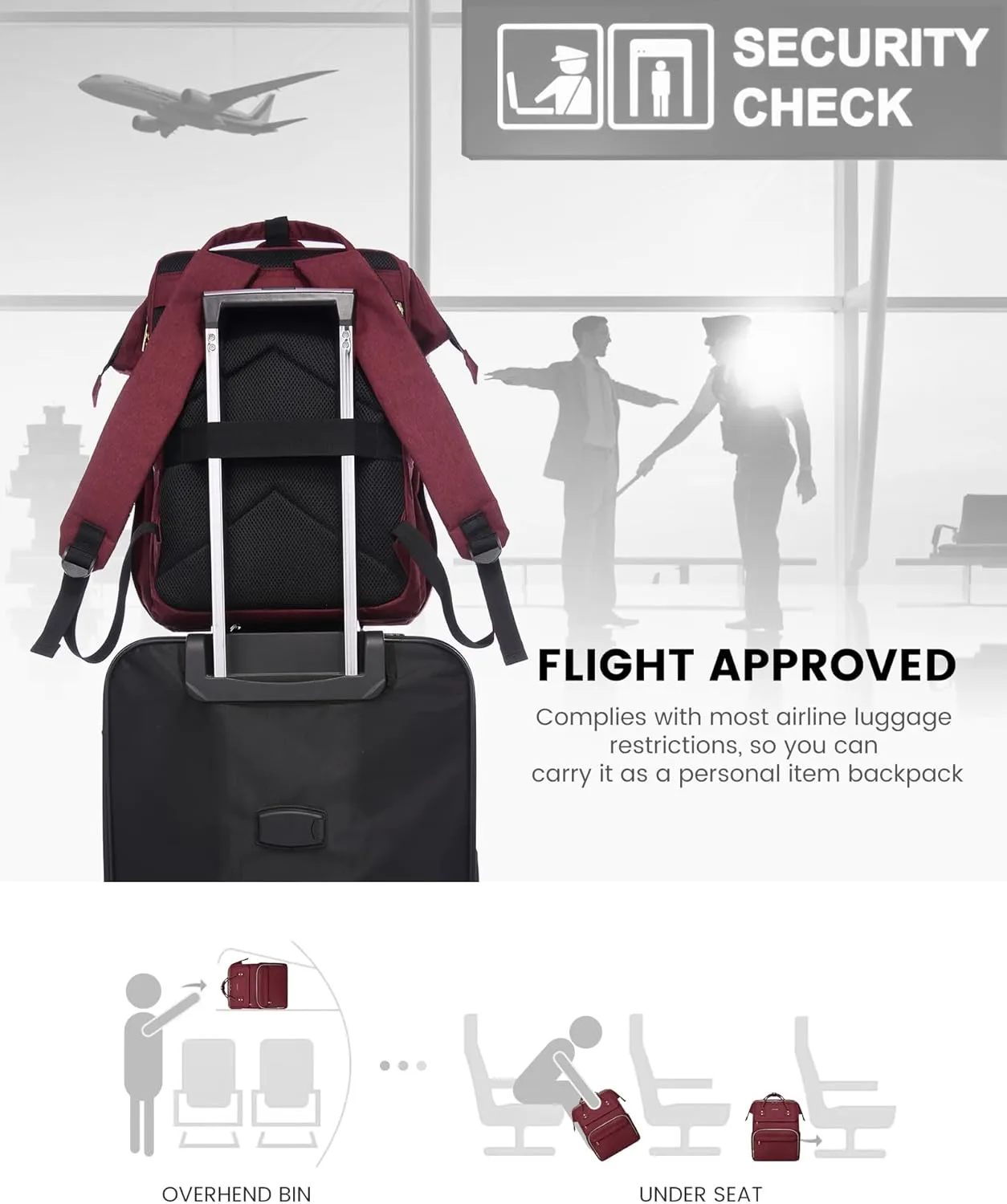 LOVEVOOK 17.3 Inch Laptop Backpack, Large Travel Backpack for Women, Water Resistant Teacher Backpack with Laptop Compartment, Professional Business Work bags with Charger, Wine Red