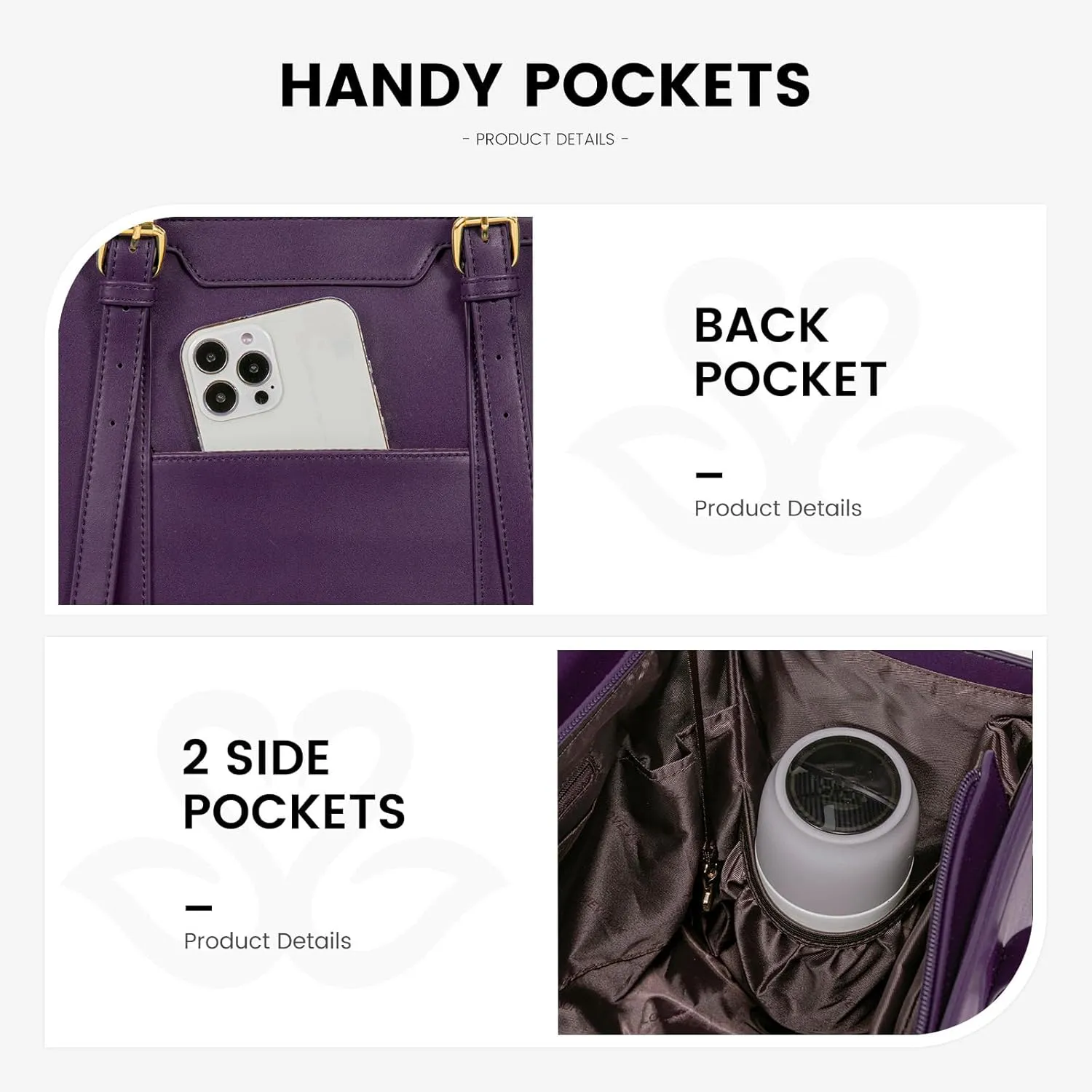 LOVEVOOK Laptop Bag for Women 15.6 inch Lightweight PU Laptop Tote Bag, Large Capacity Computer bag with Clutch Purse for Business, Work, Office, Travel,School，Casual（Dark Purple，15.6 Inch）