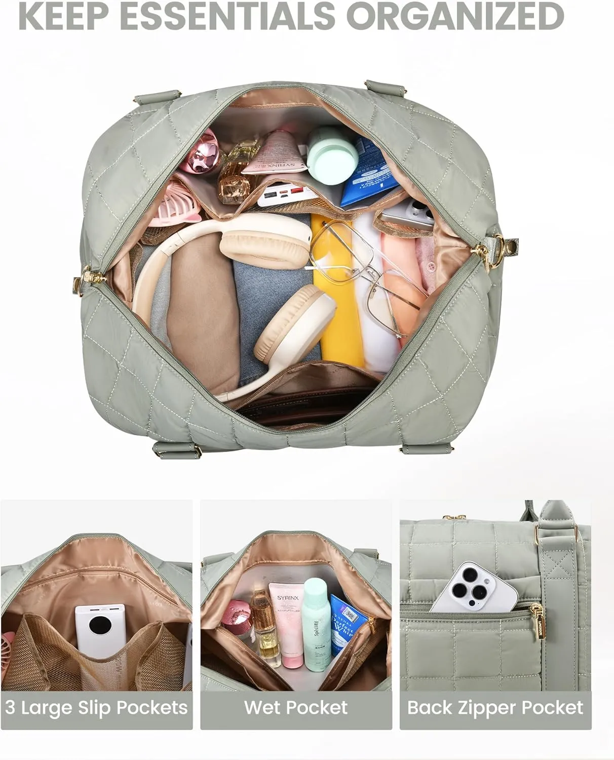 LOVEVOOK Travel Duffle Bag, Puffer Weekender Bags for Women with Shoe Compartment, Carry On Overnight Bag with Toiletry Bag,Hospital Bag for Labor and Delivery, Gym Duffel Bag with Wet Pocket,2Pcs Set