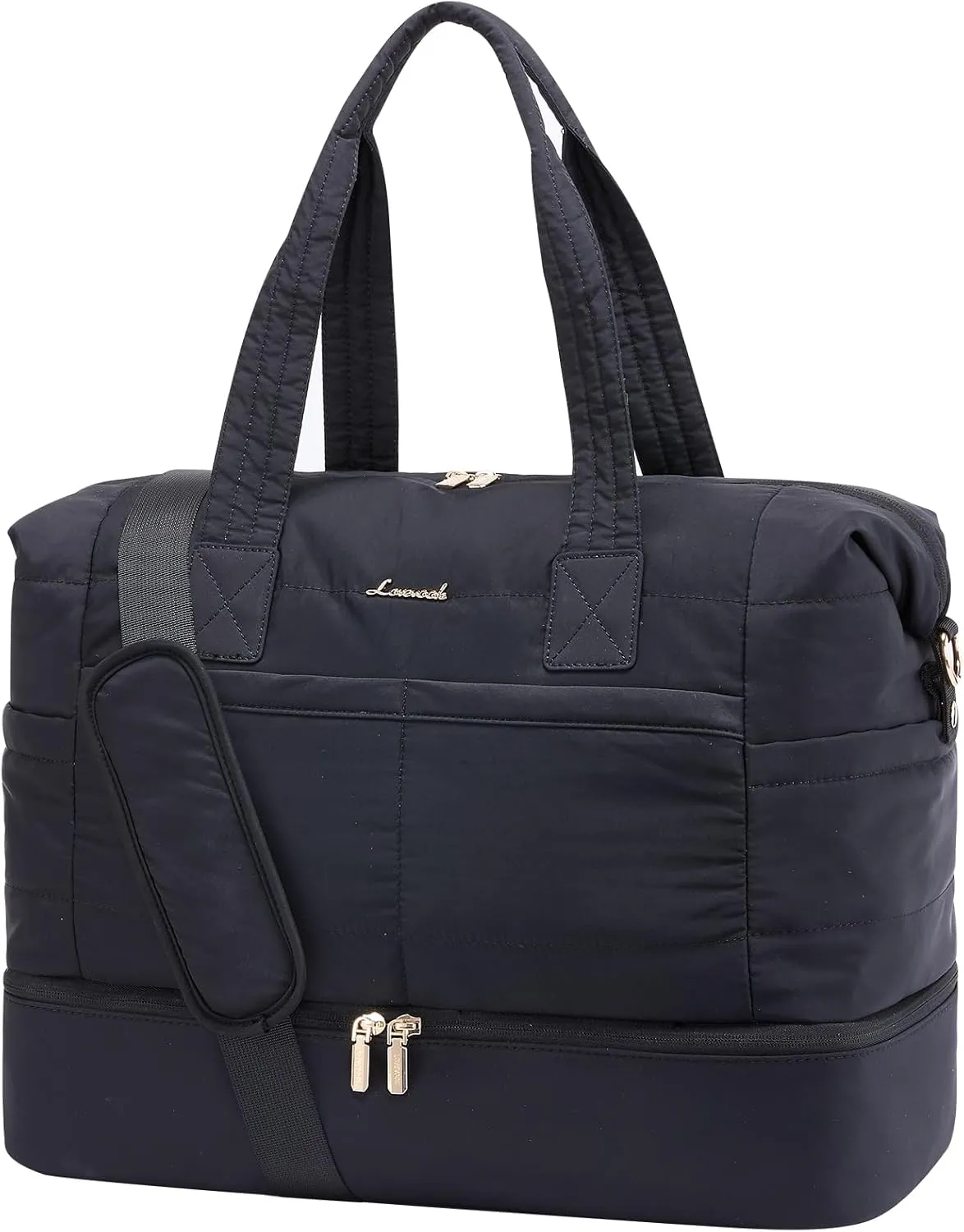 LOVEVOOK Travel Duffle Bag, Women's Personal Item Travel Bag with Shoe Compartment and Toiletry Bag, TSA-Approved Carry-On, Weekender Overnight Bags for Travel (Black, 18.5Inch)
