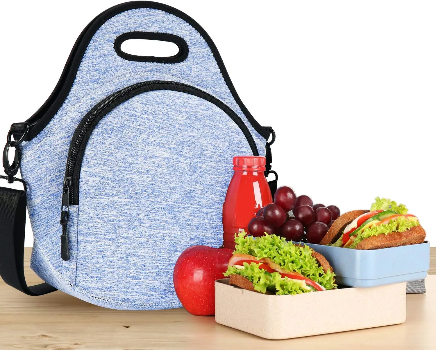 Lunch Bags For Women, Men Kids Neoprene Lunch Tote Bags With Adjustable Detachable Shoulder Straps Reusable Soft Insulated Lunch Bags For School/Picnic/Work(Royal Blue)