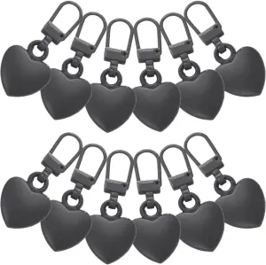 Lurrose 3sets 12pcs Detachable Zipper Pulls Durable Zipper Heads for Jackets Bags and Boots Easy to Install Replacement Tabs Heart Design 12pcs*3
