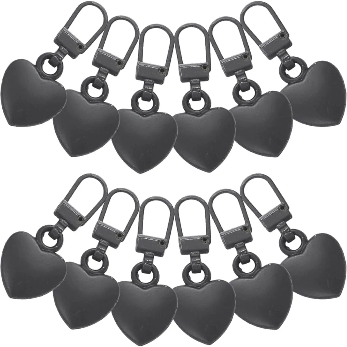 Lurrose 3sets 12pcs Detachable Zipper Pulls Durable Zipper Heads for Jackets Bags and Boots Easy to Install Replacement Tabs Heart Design 12pcs*3