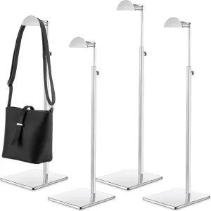 Maitys 4 Pack Purse Display Stands Stainless Steel Adjustable Height Bags Display Holder for Home Store Boutique Counter (Silver)