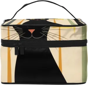 Makeup Bags Portable Travel Cosmetic Bag For Women, Zipper Makeup Organizer,Cute Mid-Century Modern Art Cat Cosmetic Bag