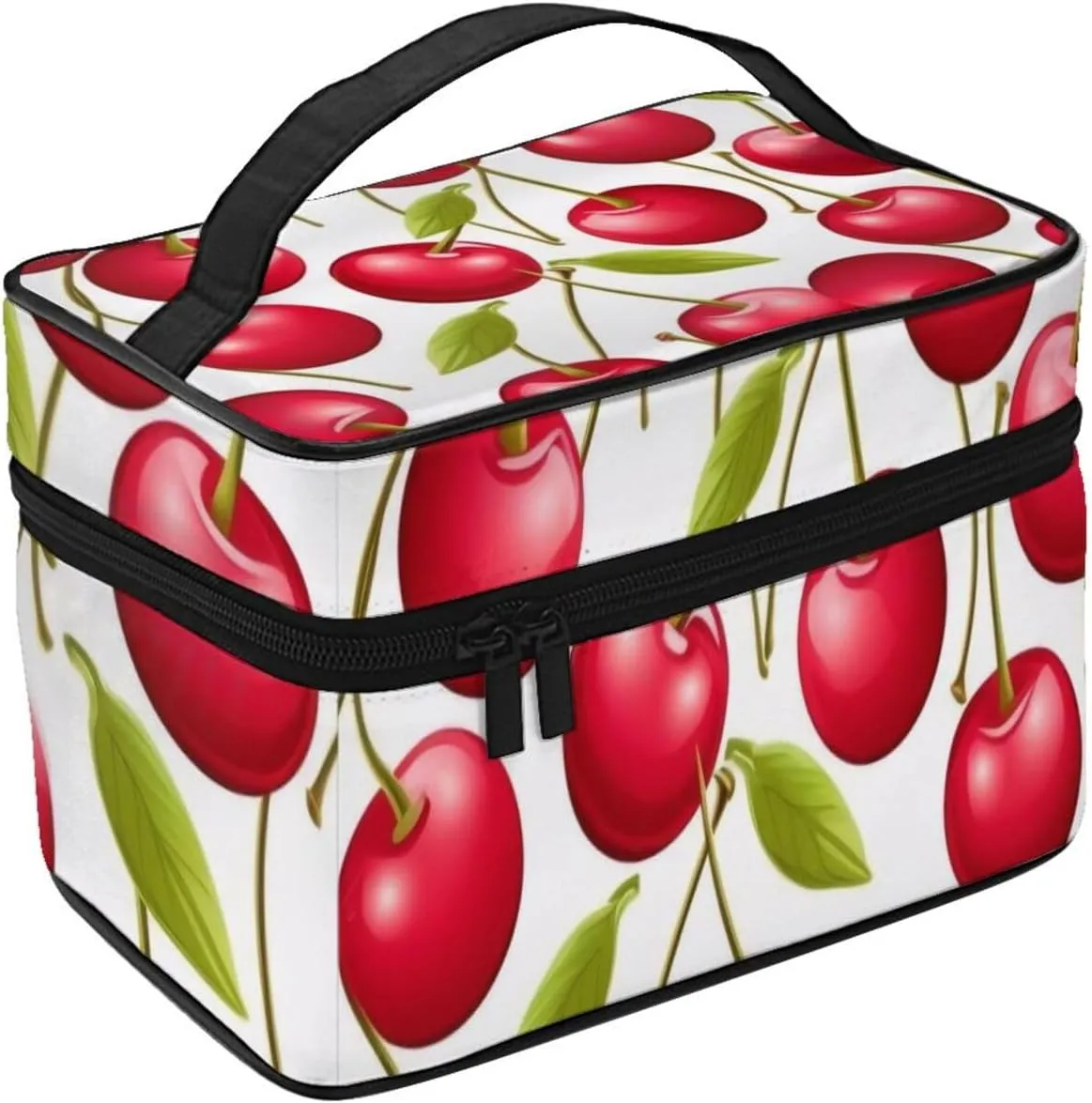 Makeup Bags Portable Travel Cosmetic Bag For Women, Zipper Makeup Organizer,Cute Red Cherries Cosmetic Bag