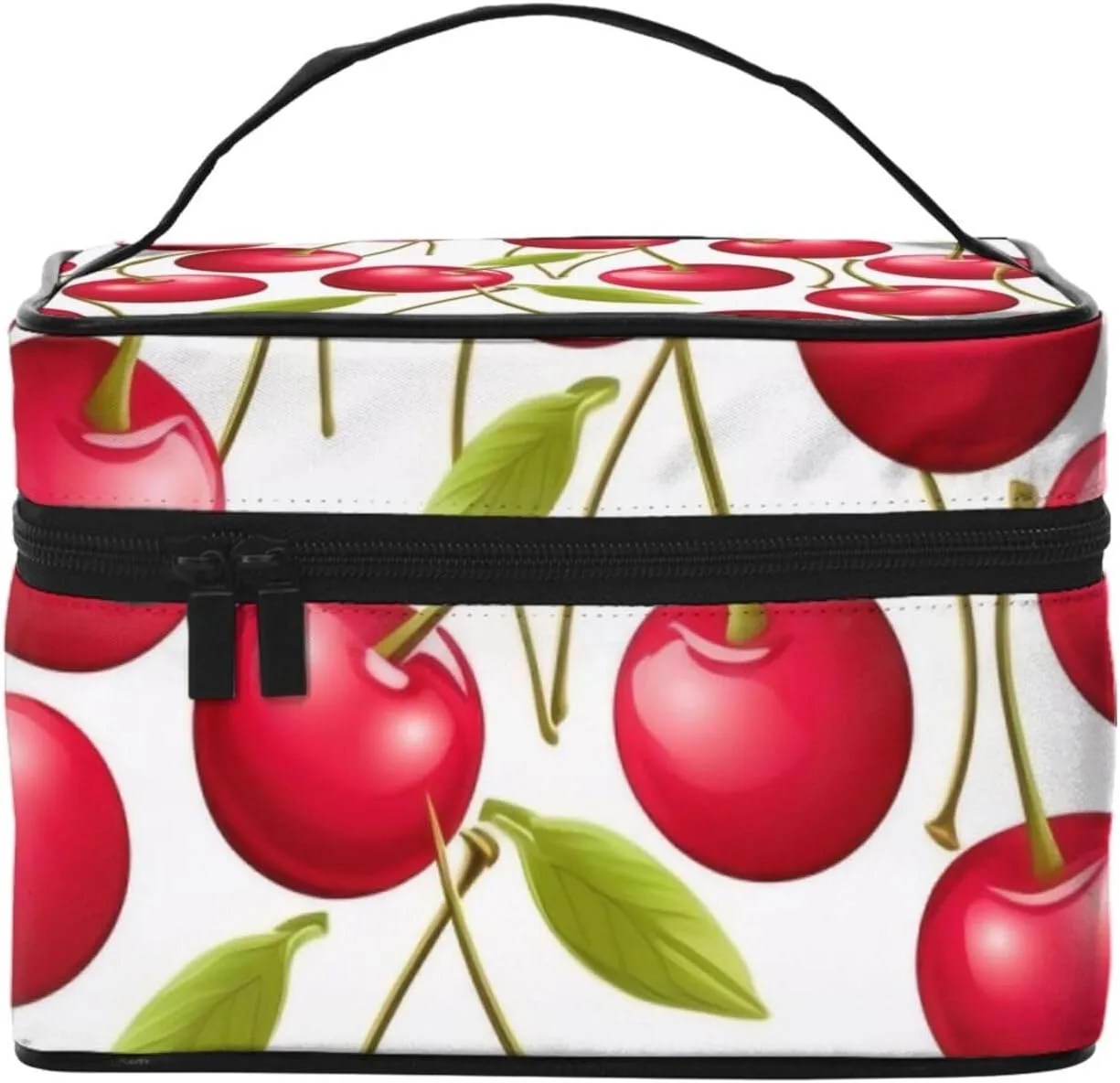 Makeup Bags Portable Travel Cosmetic Bag For Women, Zipper Makeup Organizer,Cute Red Cherries Cosmetic Bag