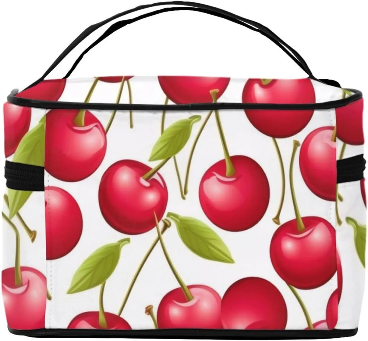 Makeup Bags Portable Travel Cosmetic Bag For Women, Zipper Makeup Organizer,Cute Red Cherries Cosmetic Bag
