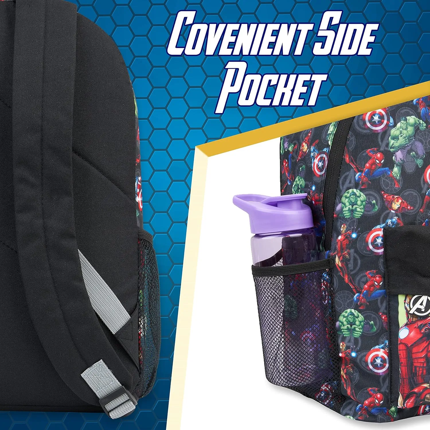 Marvel Backpack - Bags for Travel, Sports Rucksack Gifts (Black Avengers)