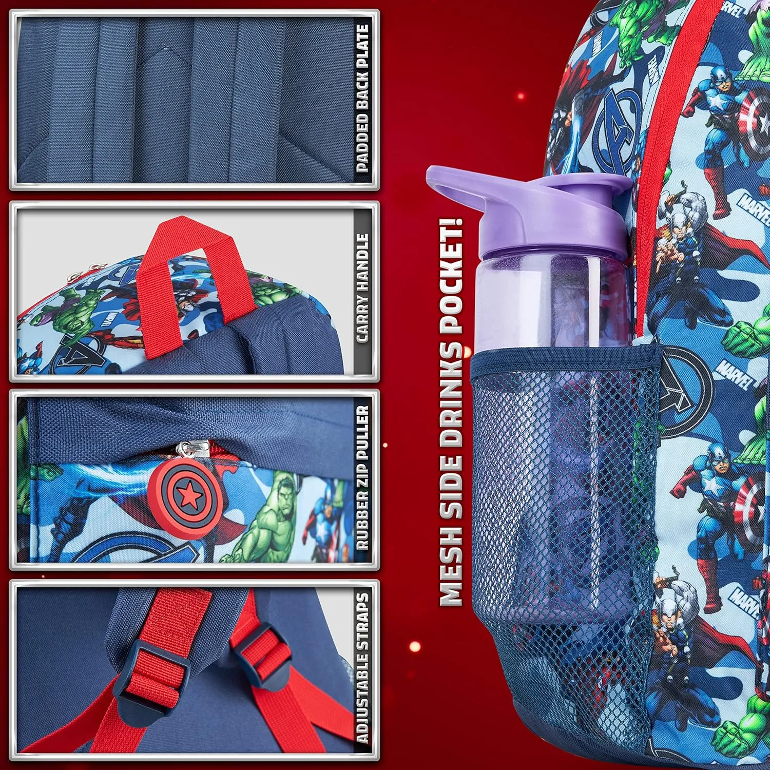 Marvel Backpack - Bags for Travel, Sports Rucksack Gifts (Blue)