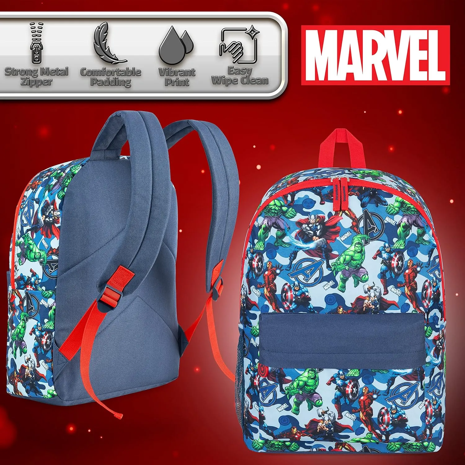 Marvel Backpack - Bags for Travel, Sports Rucksack Gifts (Blue)