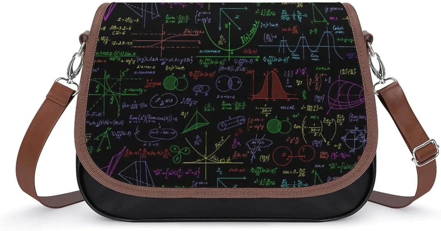 Math Plots Formulas Calculations Cute Crossbody Purses for Women Leather Shoulder Bag Adjustable Shoulder Strap Handbag