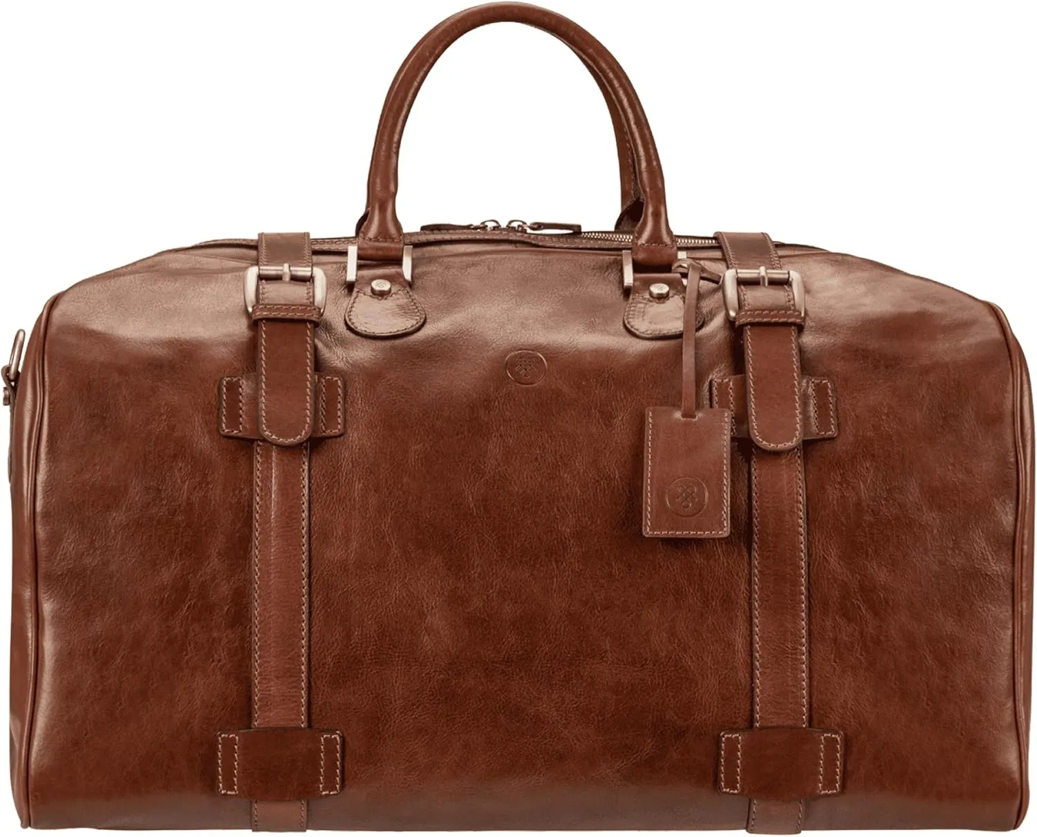 Maxwell Scott - Personalized Mens Luxury Large Leather Duffle Bag for Luxury Travel - The FleroL - Chestnut Tan